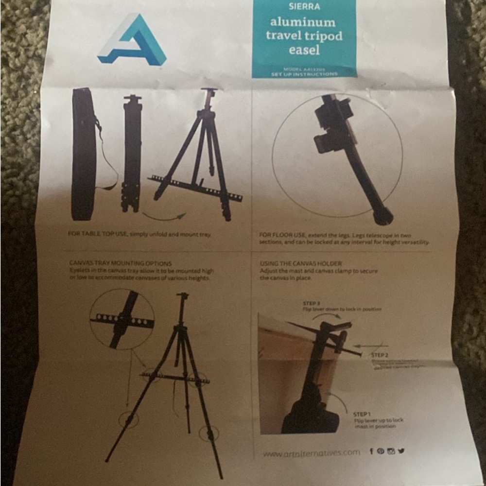 Serra Aluminum Travel Tripod Easel - Black